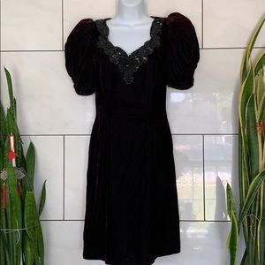 Vintage cap sleeve velour dress